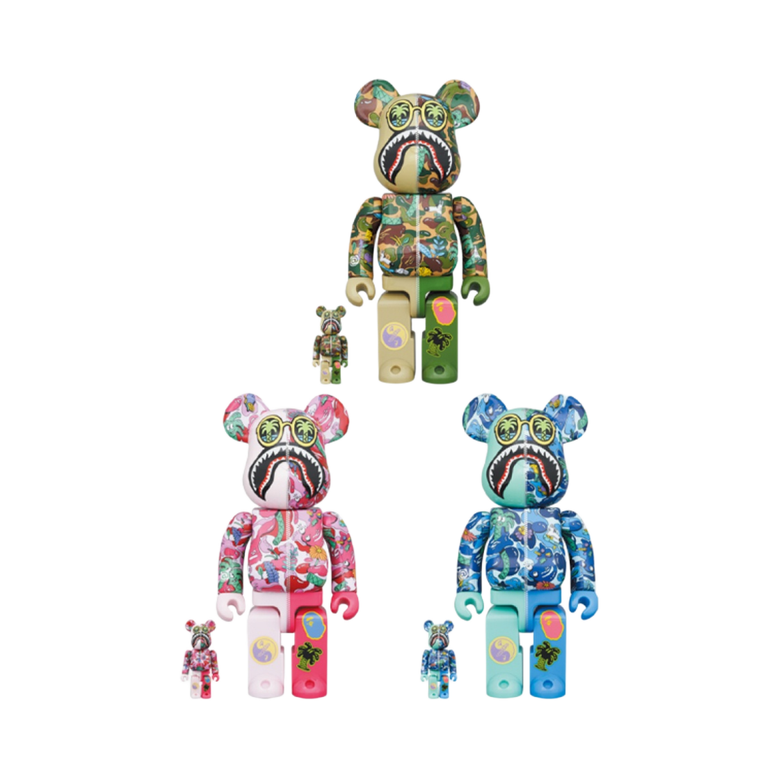 베어브릭 x 스티븐 해링턴 x 베이프 100％ & 400％ 3개 세트(Bearbrick x Steven Harrington x BAPE Shark 100％ & 400％ Set of 3) - 1