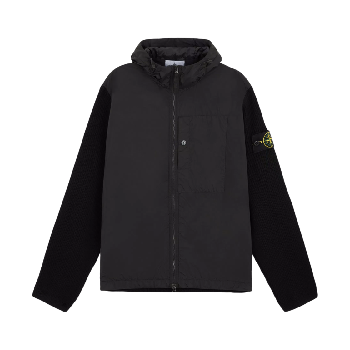 811545637-V0029 Stone Island 45637 Crinkle Reps R-NY with Primaloft-TC Wind-Resistant Hooded Blouson Black - 24FW