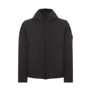 Stone Island Q0322 Soft Shell-R Hooded Zip-Up Jacket Black - 24FW
