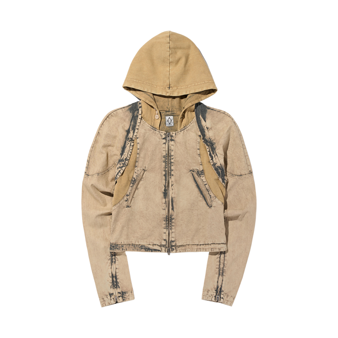 - (W) Mischief Bleached Cut Off Hoodie Jacket Bleached Mud