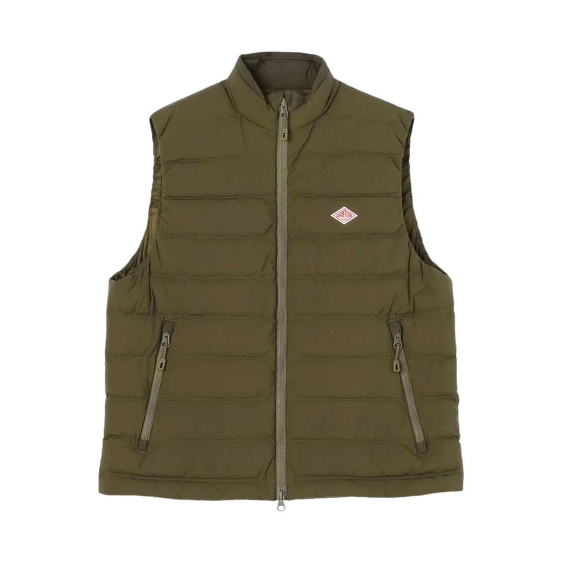DT-A0188 (W) Danton Stretch Nylon Middle Down Stand Collar Vest Khaki