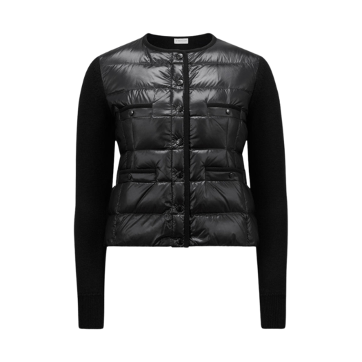 (W) Moncler Padded Wool Cardigan Black - 24FW