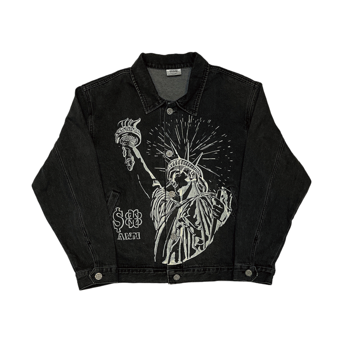FDJ304_Ch Artwork Museum Freedom Denim Jacket Charcoal