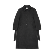 Amomento Mens Single Breasted Long Coat Charcoal - 24FW