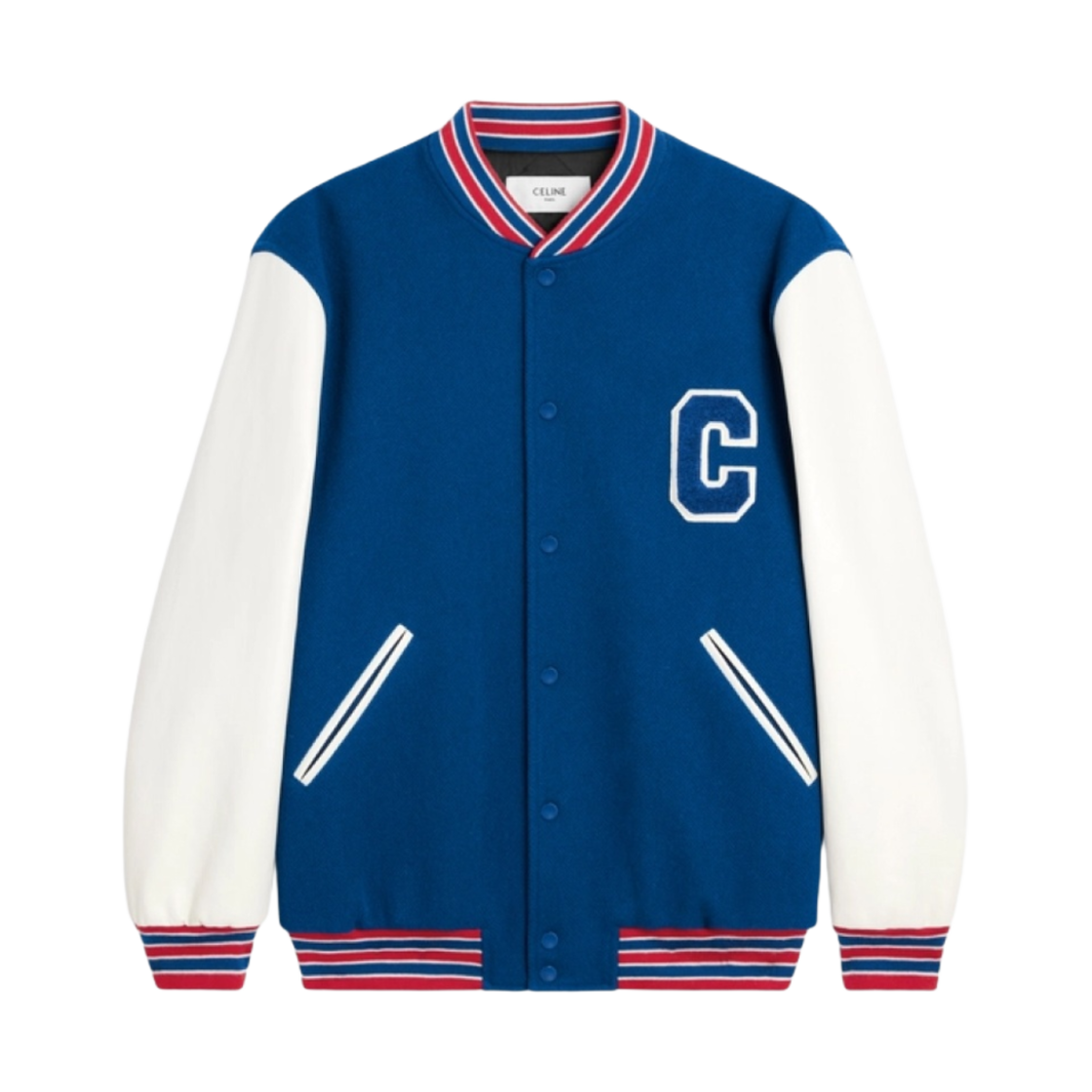 (W) 셀린느 텍스쳐드 울 바시티 자켓 코발트