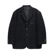 STU 3 Button Wool Cashmere Hand Stitch Blazer Black