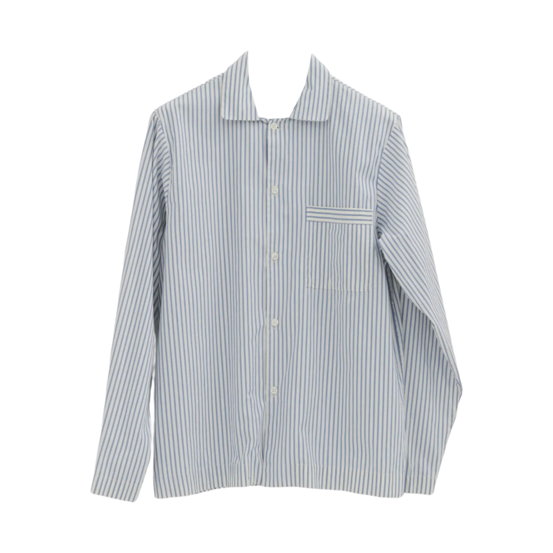 테클라 포플린 슬립웨어 롱슬리브 셔츠 플라시드 블루 스트라이프(Tekla Poplin Sleepwear Long Sleeved Shirt Placid Blue Stripes)