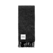COS Fringe Brushed Mohair Muffler Black