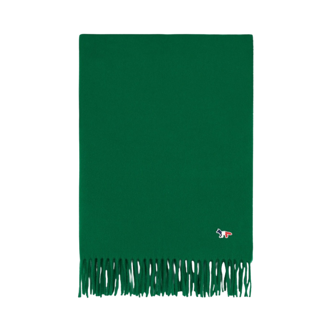 FU06206BT3004-P370 Maison Kitsune Tricolor Fox Wool Muffler Deep Green