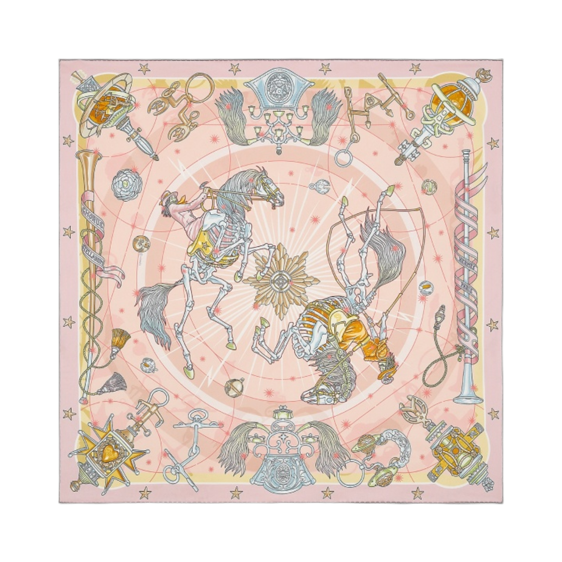 (W) 에르메스 코러스 스텔라움 스카프 70 로즈 뿌드르 그리 블루뜨 아니스((W) Hermes Chorus Stellarum Scarf 70 Rose Poudre Gris Bleute Anis) - 1