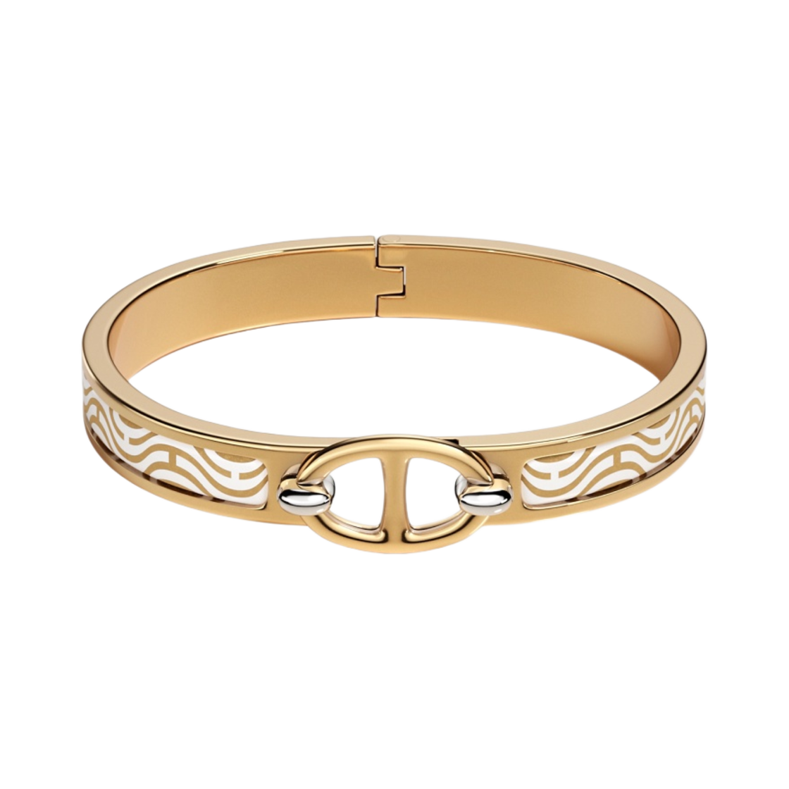 (W) 에르메스 미니 클릭 샹달 브레이슬릿 골드 하드웨어 & 죤 오르 블랑((W) Hermes Mini Clic Chaine D'Ancre Bracelet Gold & Jaune Or Blanc)