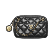 Chanel Mini Camera Case Shiny Lambskin & Gold Black