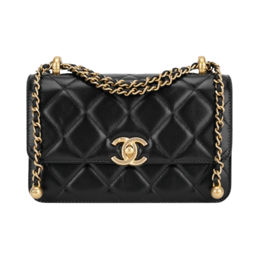 샤넬 미니 플랩백 카프스킨 & 골드 메탈 블랙 | Chanel | KREAM