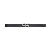 Balenciaga BB Large Vegetable Leather Belt Black Silver