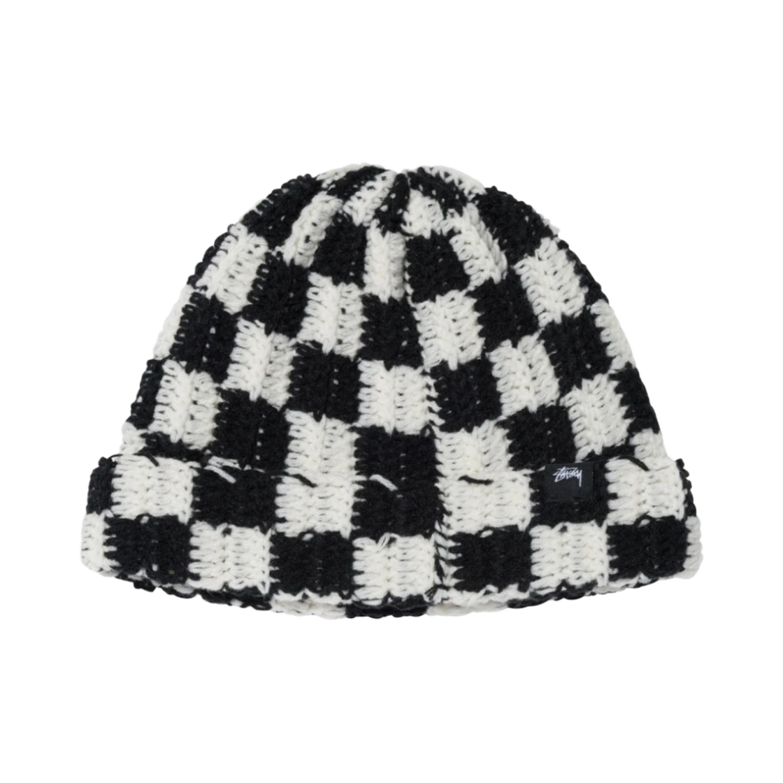 스투시 크로쉐 체커 비니 블랙