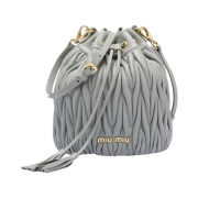 Miu Miu Matelasse Nappa Leather Bucket Bag Cloudy Grey