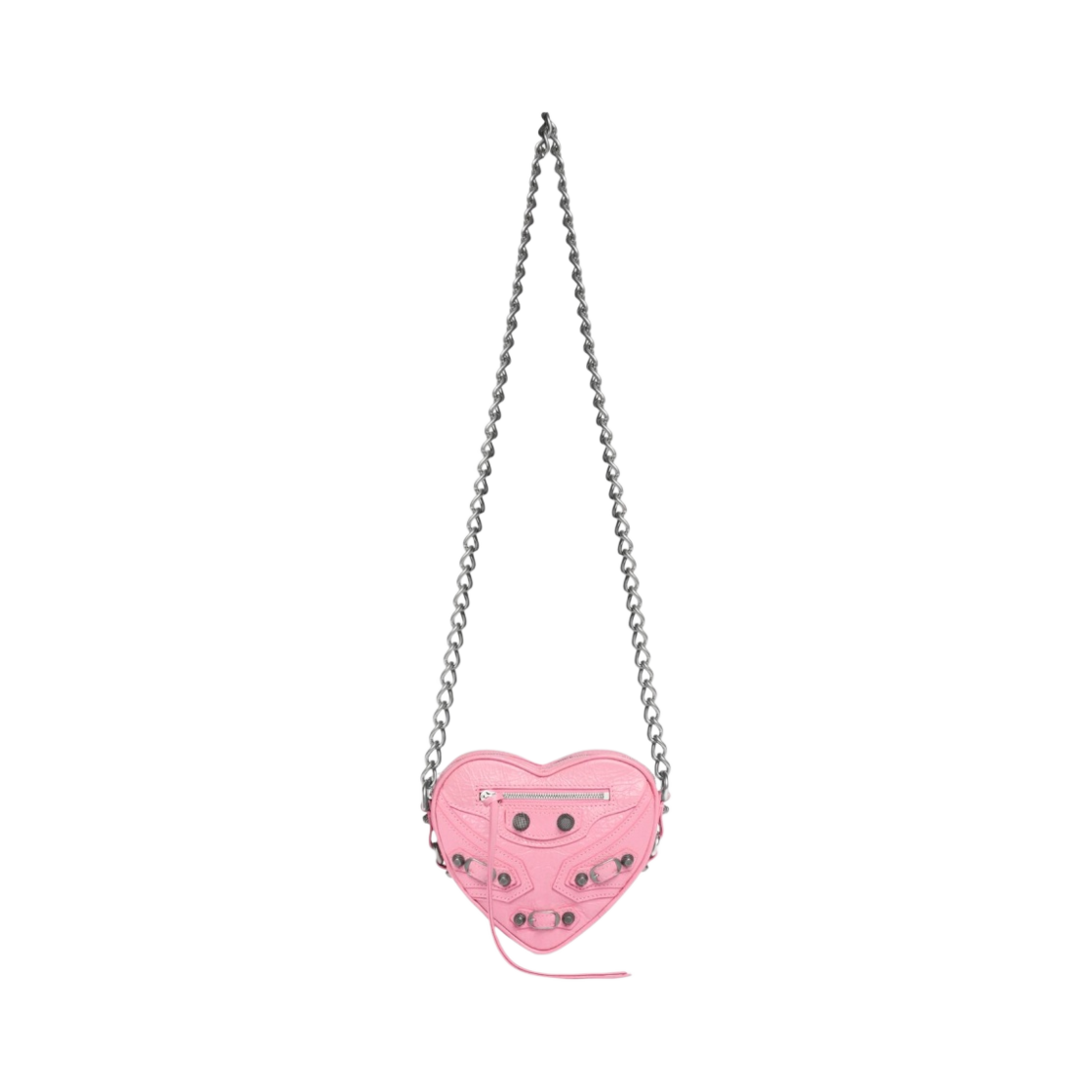 발렌시아가 아레나 램스킨 에이지드 실버 하드웨어 르 카골 미니 하트 백 핑크(Balenciaga Arena Lambskin Aged Silver Hardware Le Cagole Mini Heart Bag Pink) - 1
