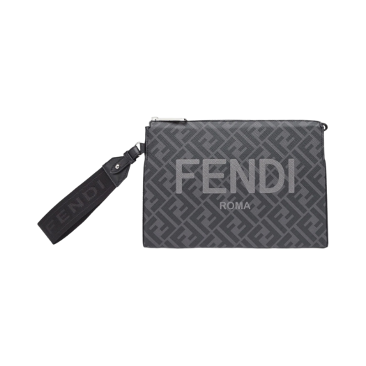 Fendi Clutch Pack Pouch FF Fabric Black
