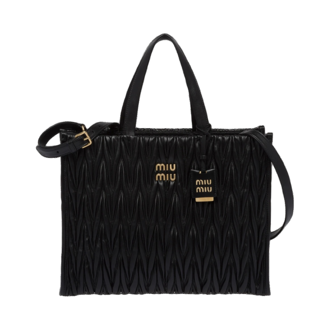 미우 미우 마틀라세 나파 레더 토트백 블랙(Miu Miu Matelasse Nappa Leather Tote Bag Black) - 1