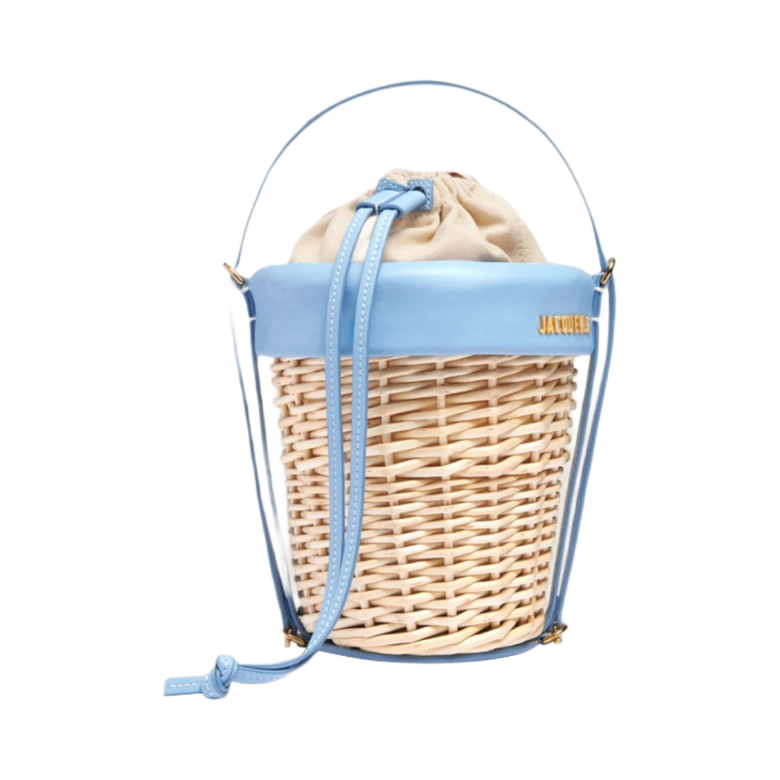 자크뮈스 르 파니에 소 위커 버킷 바스켓 라이트 블루 그레이(Jacquemus Le Panier Seau Wicker Bucket Basket Light Blue Grey) - 1