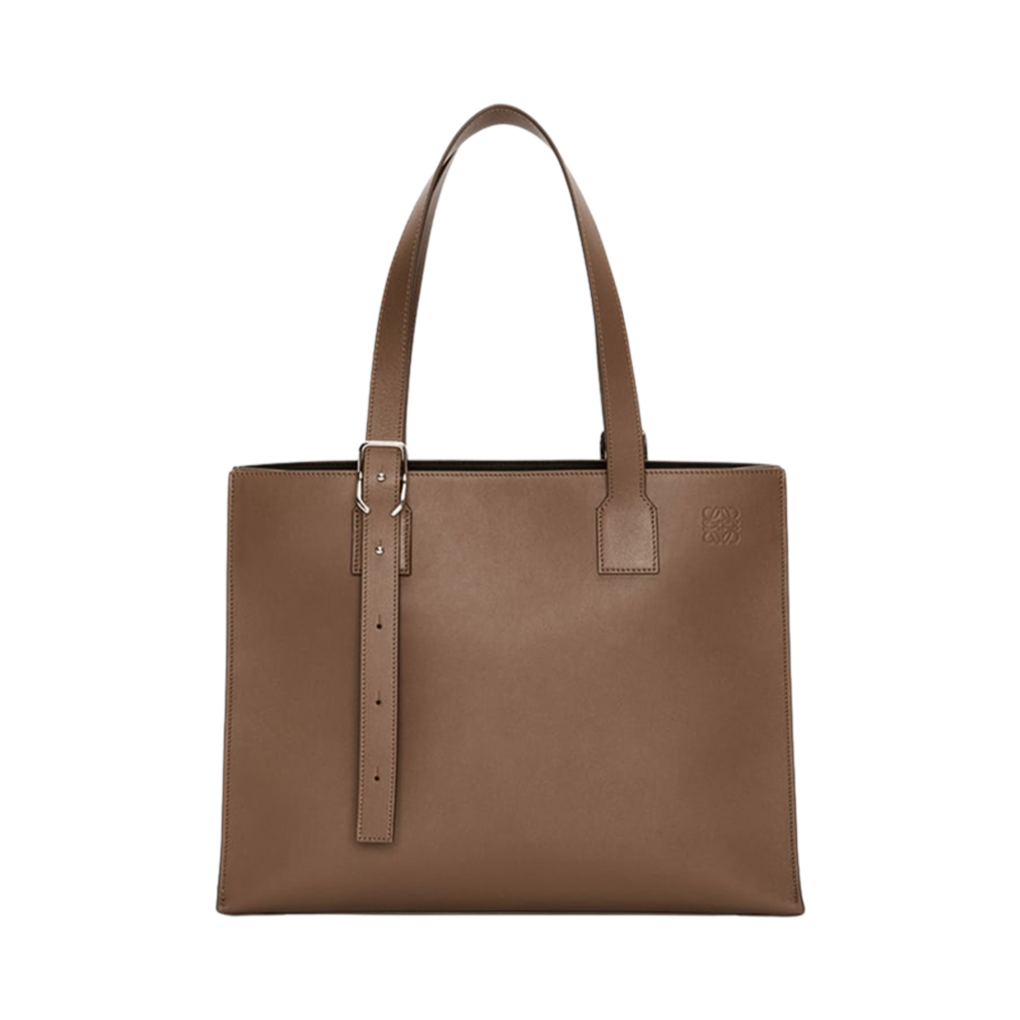 로에베 버클 호라이즌탈 토트 인 클래식 카프스킨 윈터 브라운