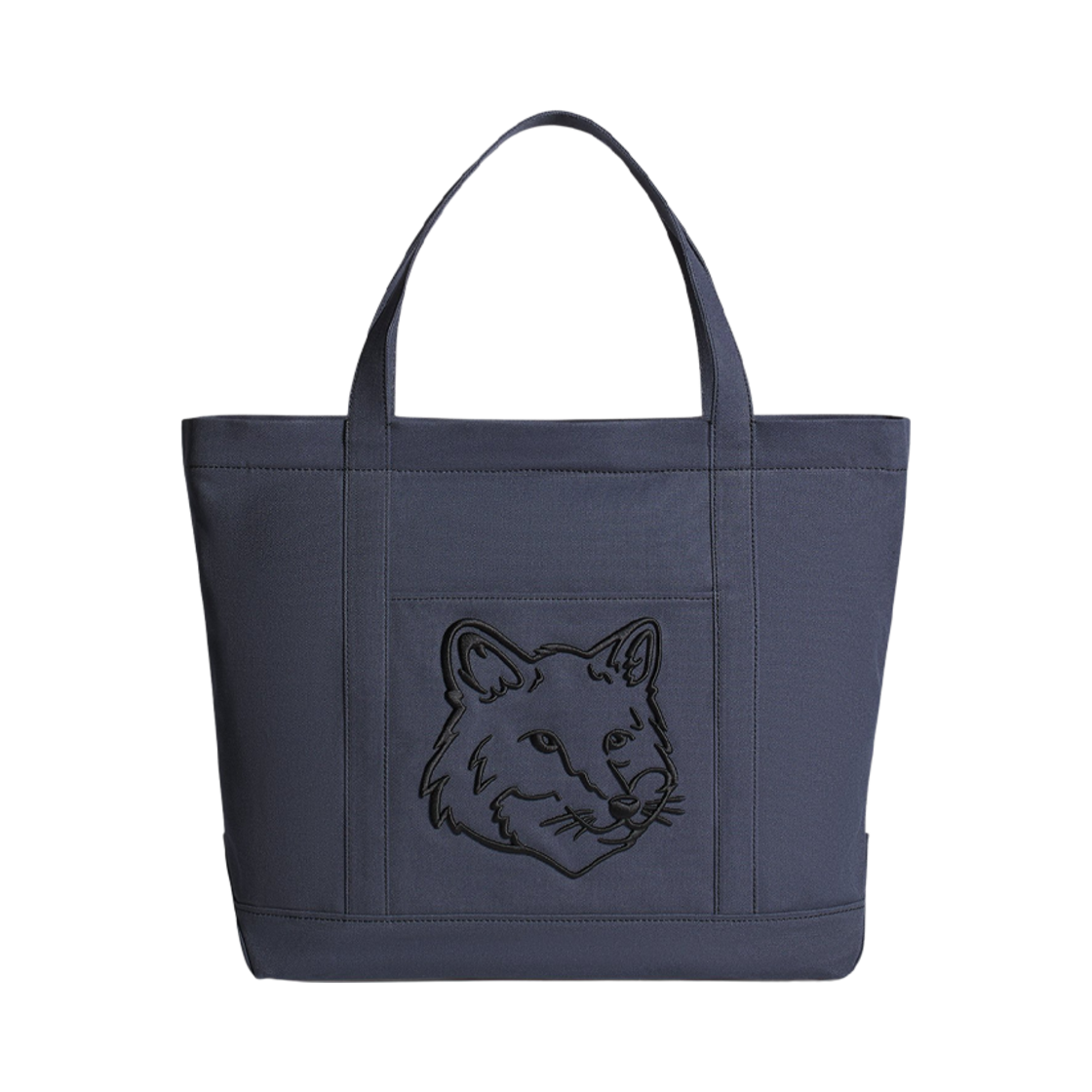 LW05104WW0107-0076 Maison Kitsune Large Fox Head Tote Bag Slate Grey