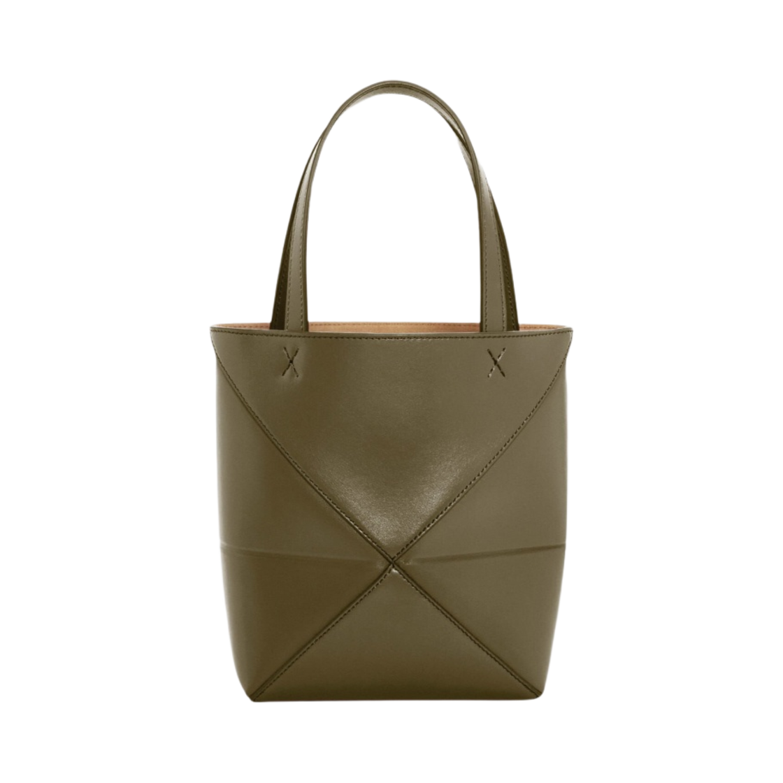 로에베 미니 퍼즐 폴드 토트백 샤이니 카프스킨 다크 카키 그린(Loewe Mini Puzzle Fold Tote Bag in Shiny Calfskin Dark Khaki Green) - 3