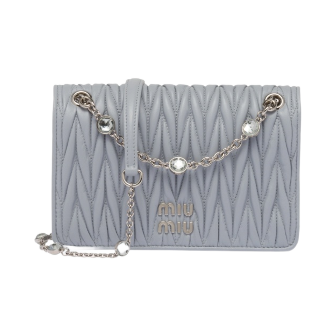 미우 미우 마테라쎄 나파 가죽 미니백 콘플라워 블루(Miu Miu Matelasse Nappa Leather Mini Bag Cornflower Blue) - 1