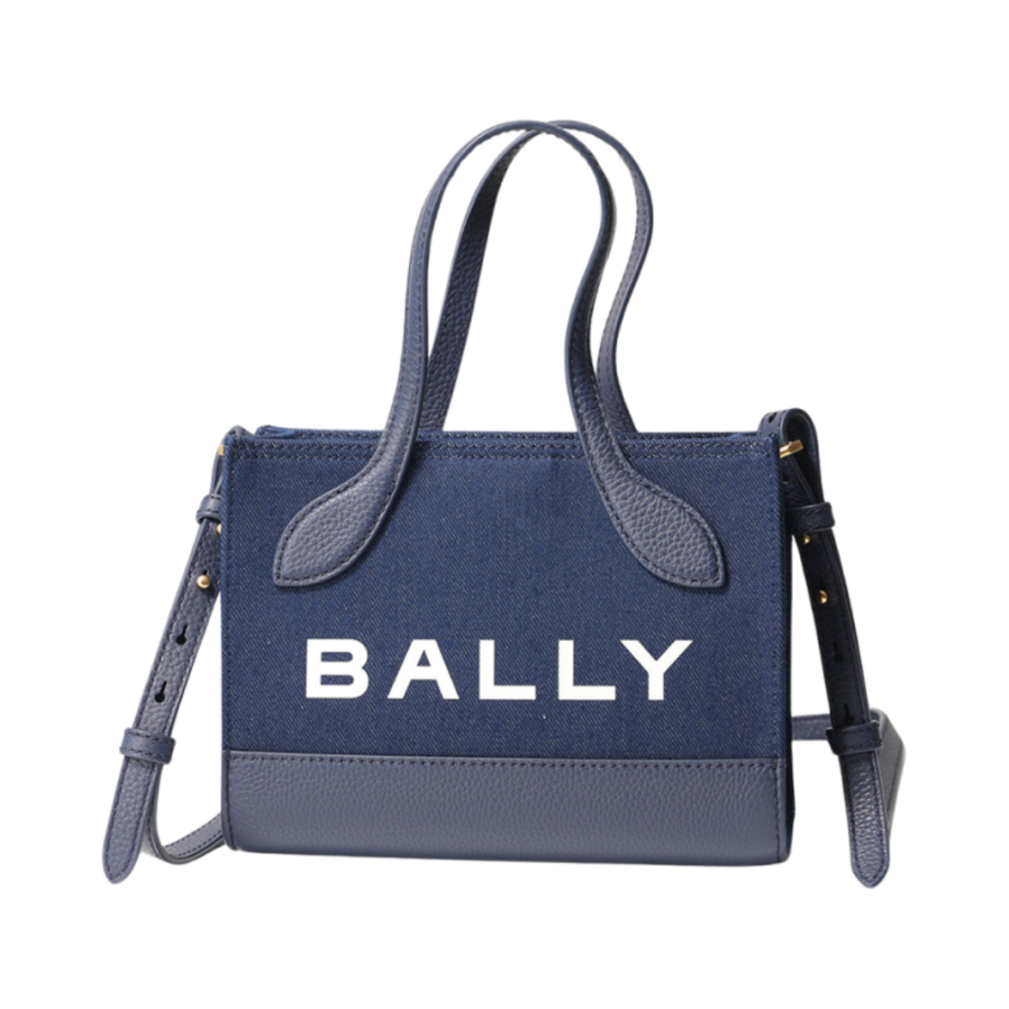 6306500 Bally Bar Denim Leather Mini Bag Navy