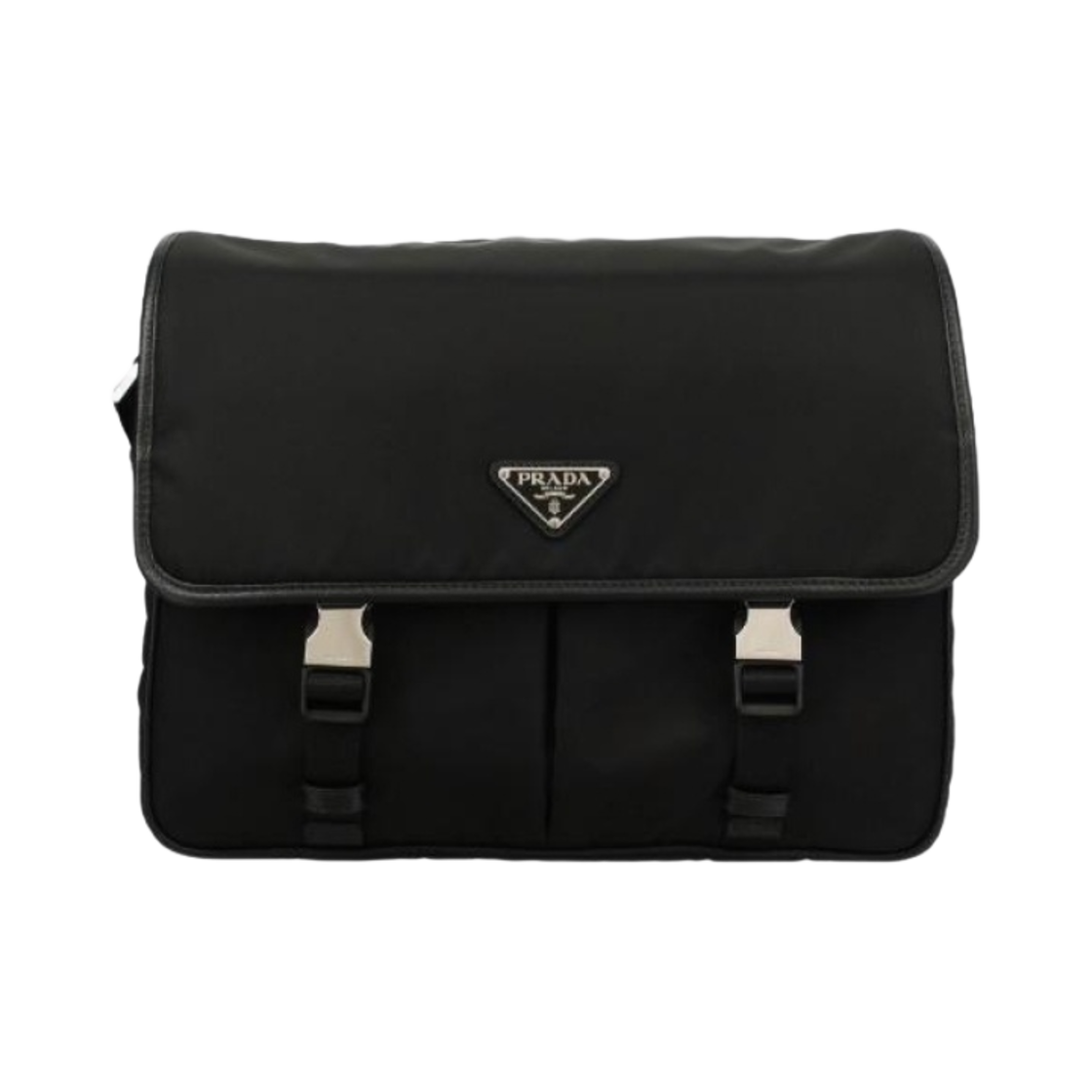 프라다 리나일론 사피아노 레더 메신저백 블랙