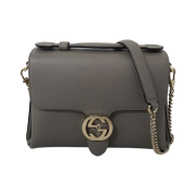 Gucci GG Interlocking Top Handle Chain Shoulder Bag Grey