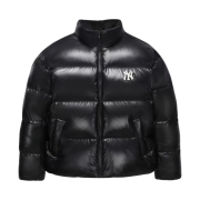 MLB Shiny Curve Puffer Jacket New York Yankees Black
