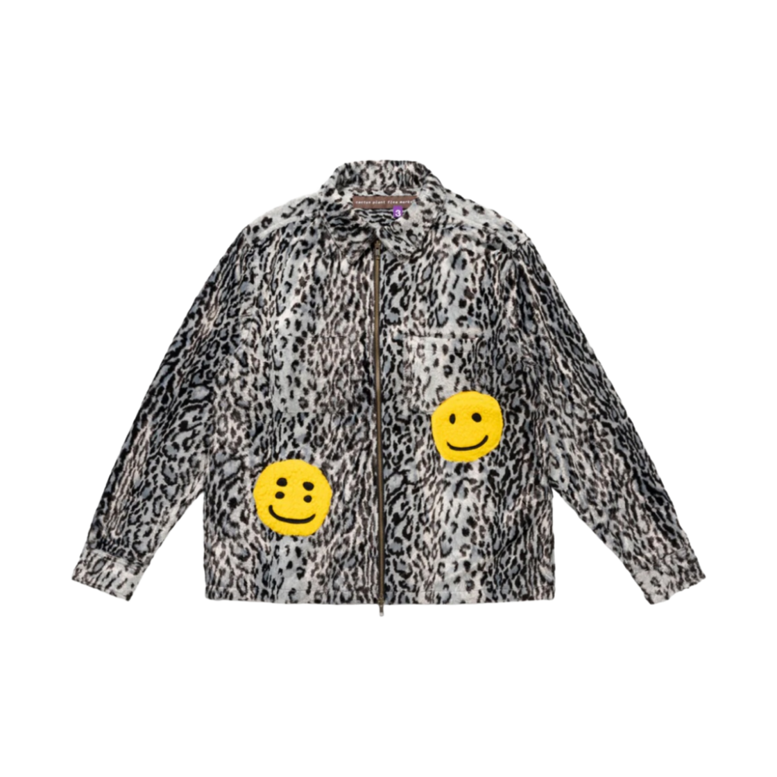CP08JK003 Cactus Plant Flea Market Grey Leopard Zip Jacket Gray