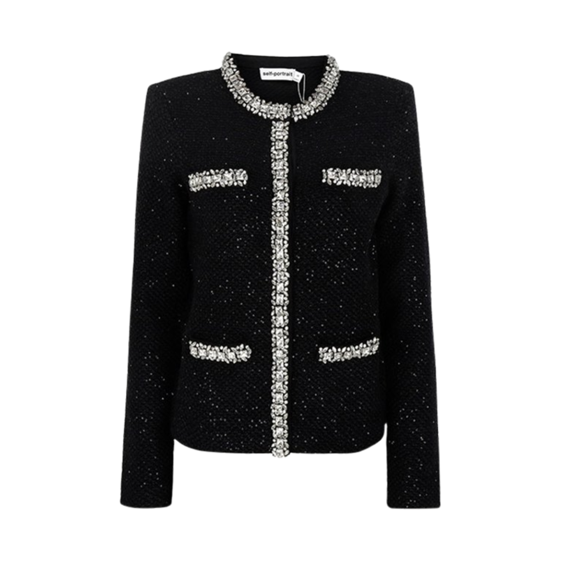 RS25-035CB-B (W) Self Portrait Sequin Knit Cardigan Black