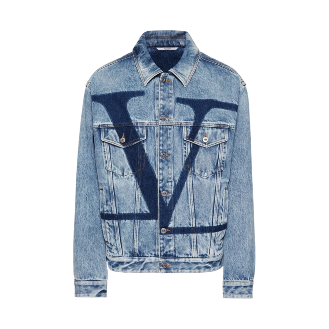 DC02G847558 Valentino Vlogo Signature Print Denim Jacket Blue