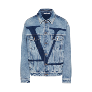 Valentino Vlogo Signature Print Denim Jacket Blue