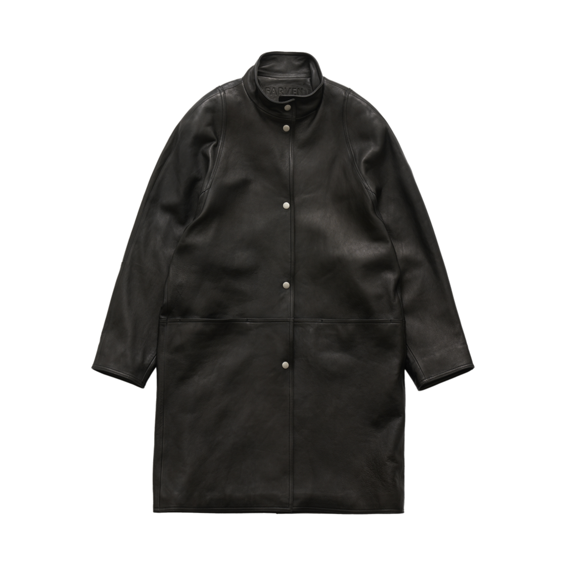 FV24C_CT01BK000 FARVEN Elliot Long Leather Coat Black