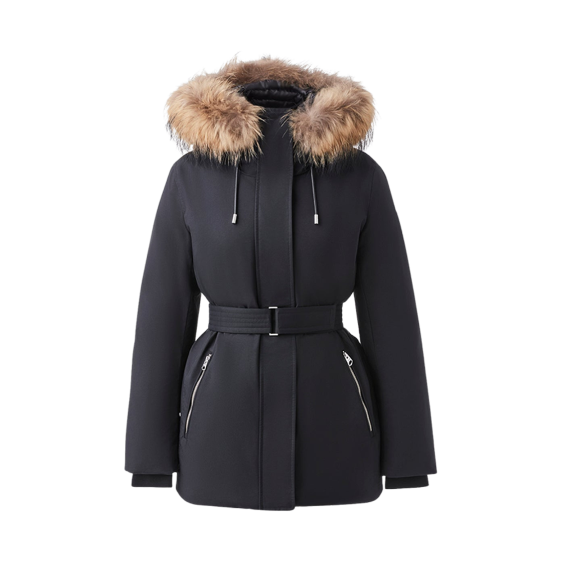 (W) 맥카지 제니 FZ 투인원 다운 파카 리무버블 빕 & 퍼 트림 블랙((W) Mackage Jeni-FZ 2-In-1 Down Parka With Removable Bib & Fur Trim Black)