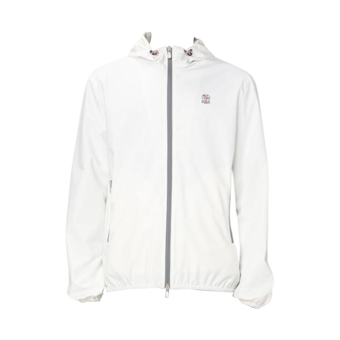 브루넬로 쿠치넬리 로고 본디드 나일론 후드 자켓 오프 화이트(Brunello Cucinelli Bonded Nylon Hooded Jacket with Logo Off White) - 1