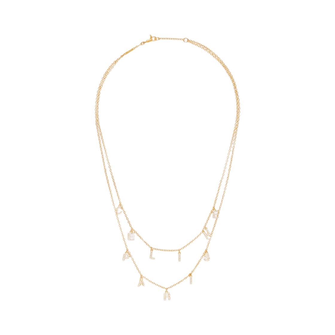 (W) 셀린느 브래스 골드 피니쉬 크리스탈 파리 더블 네클리스 골드((W) Celine Paris Double Necklace in Brass with Gold Finish Crystals Gold) - 1