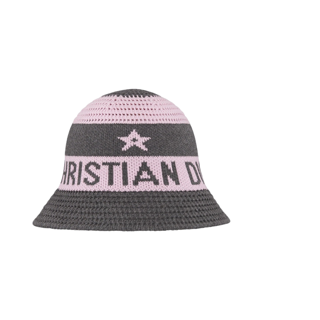 (W) 디올 D-튤립 니트 클로슈 핑크 크레이 코튼 블렌드((W) Dior D-Tulipe Knit Cloche Pink Gray Cotton Blend) - 1