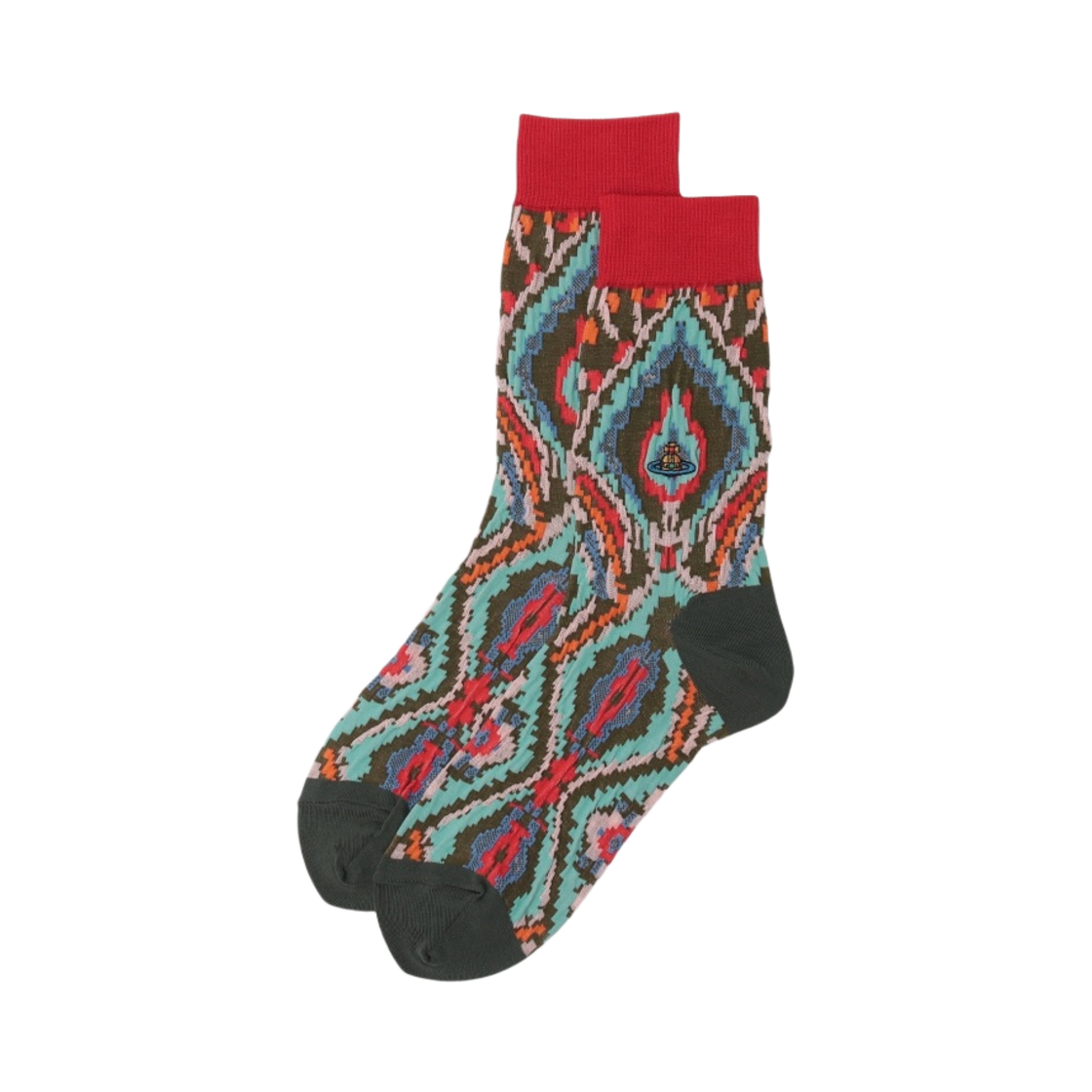 (W) 비비안 웨스트우드 크레용 다이아몬드 크루 삭스 그린((W) Vivienne Westwood Crayon Diamonds Crew Socks Green) - 1