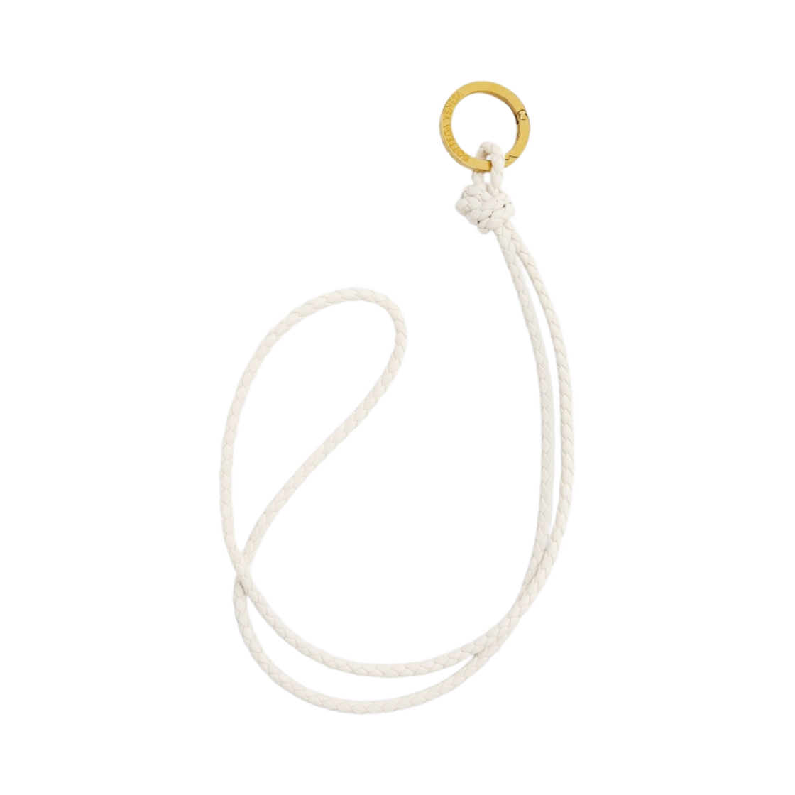 755000V0HW09143 Bottega Veneta Intreccio Long Keyring Chalk