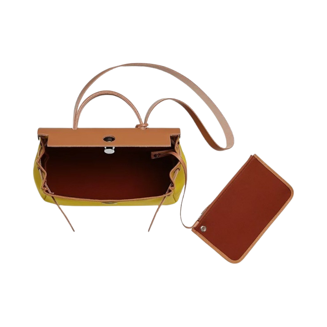 에르메스 에르백 집 31 베르소 백 르투르네 캔버스 & 팔라듐 하드웨어 죤 시트론 퀴브레(Hermes Herbag Zip 31 Verso Bag Retourne Canvas & Palladium Jaune Citron Cuivre) - 4