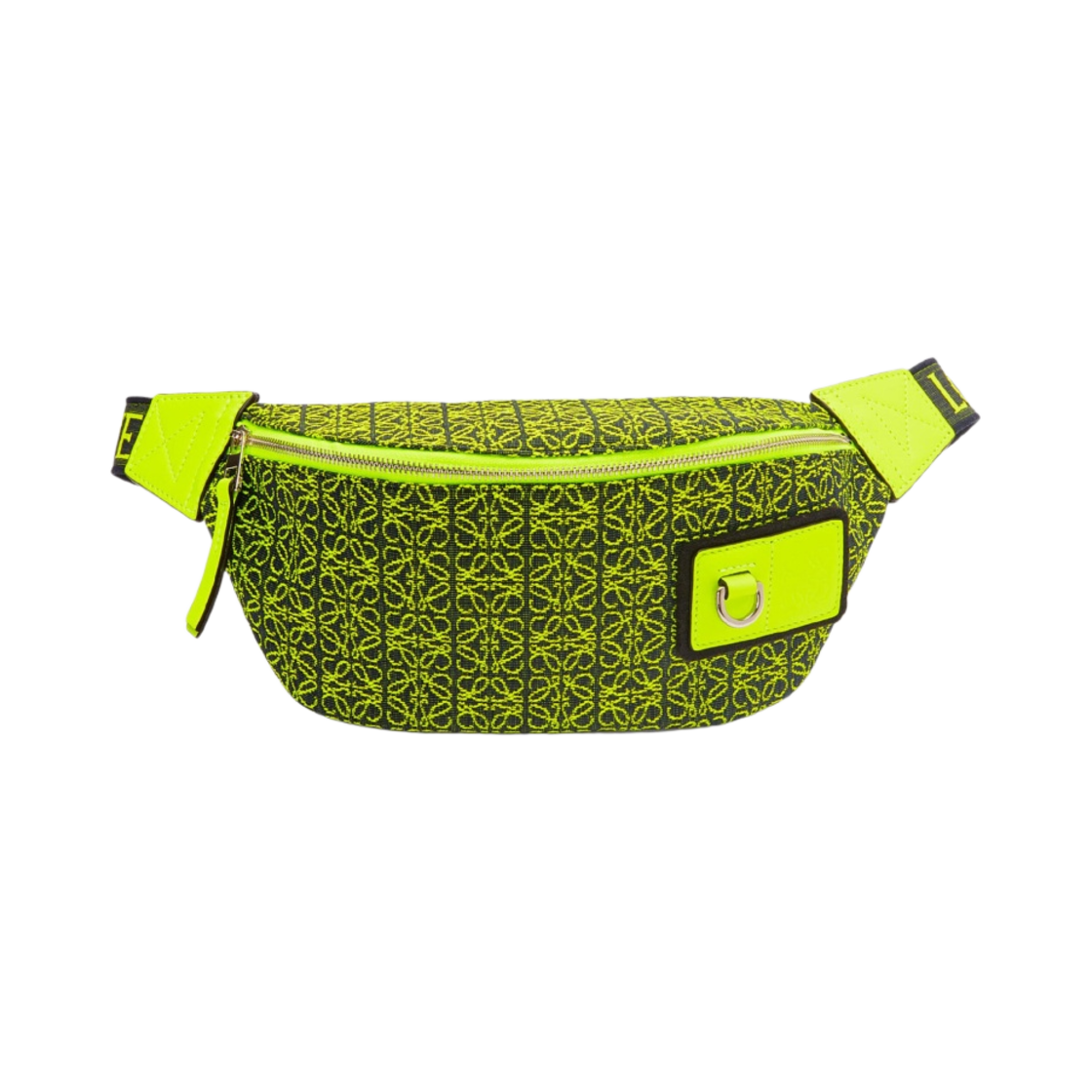 로에베 범백 아나그램 자카드 앤 카프스킨 네온 옐로우 딥 네이비(Loewe Bumbag in Anagram Jacquard and Calfskin Neon Yellow Deep Navy) - 1
