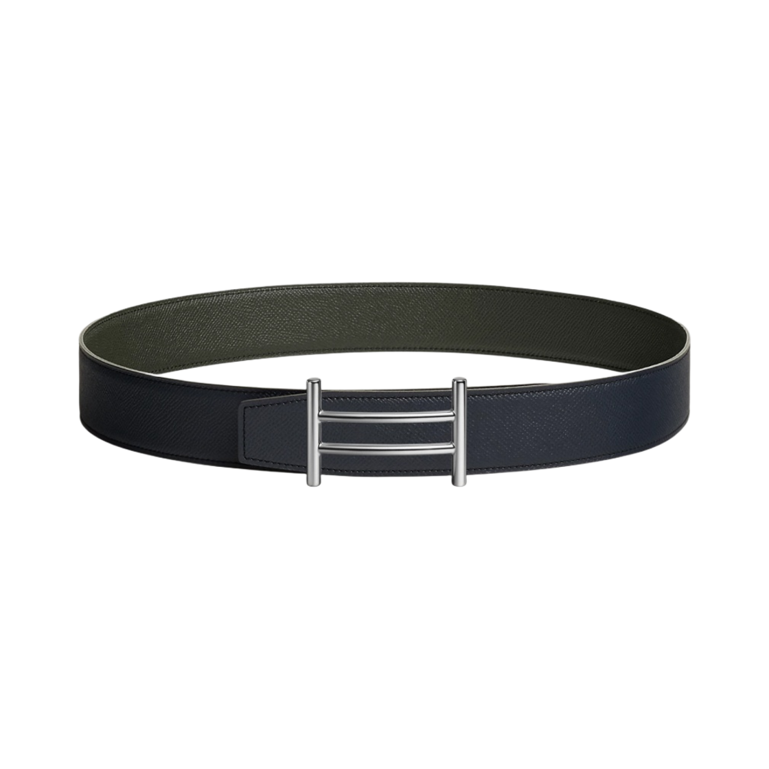 에르메스 라이더 벨트 버클 & 리버서블 가죽 스트랩 38mm & 실버 블루 인디고 베르 드 그리(Hermes Rider Belt Buckle & Reversible Leather Strap 38mm & Silver Bleu Indigo Vert De Gris) - 1