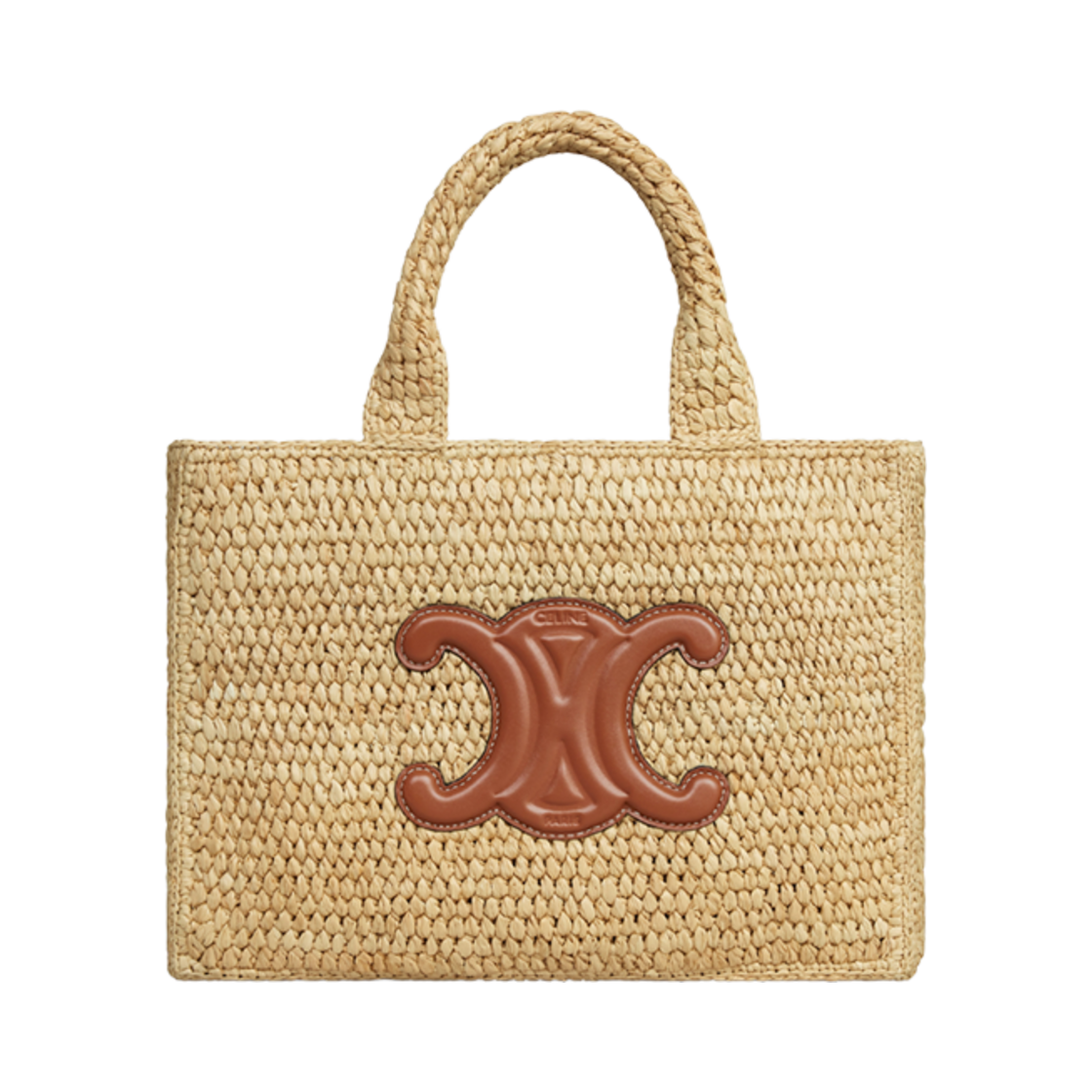 116302FF7-04LU Celine Small Cabas Thais in Raffia Calfskin Tan