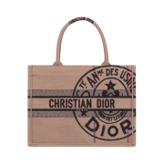 Dior Medium Dior Book Tote Pink Multicolor Jute Canvas Embroidered Dior Union Motif