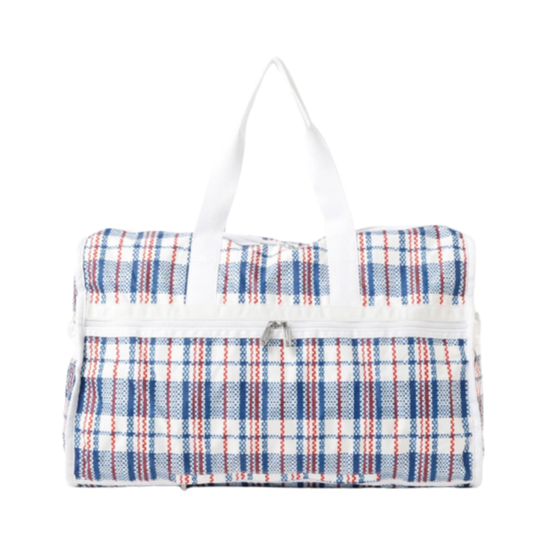 레스포색 x 빔즈 디럭스 LG 위켄더백 블루 화이트 체크(Lesportsac x Beams Deluxe LG Weekender Bag Blue White Check)