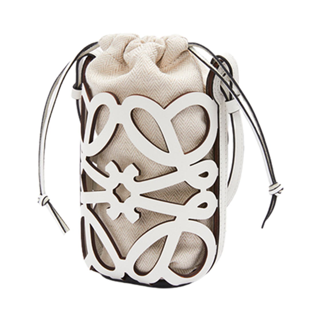 로에베 아나그램 컷아웃 포켓 인 클래식 카프스킨 앤 캔버스 화이트 에크루(Loewe Anagram Cut-Out Pocket In Classic Calfskin and Canvas White Ecru) - 2